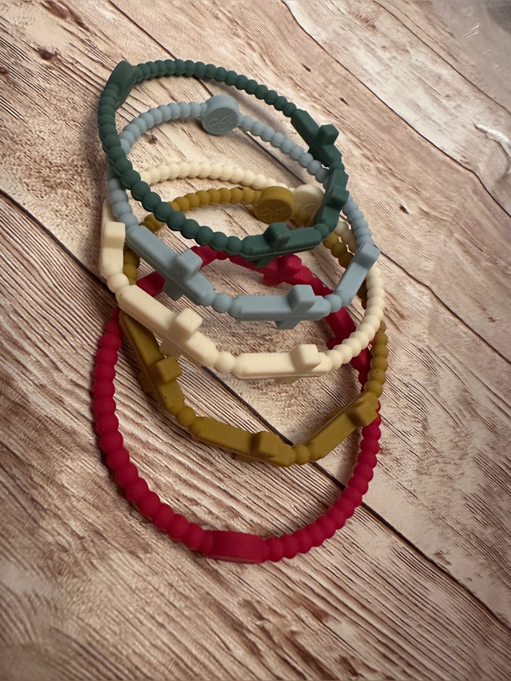 Silicone Cross Bead Bracelets- Multi Color Pack*5-*